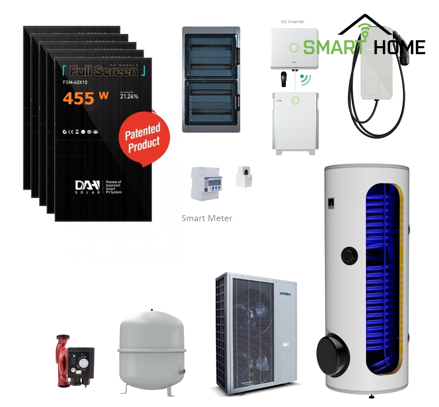Samoinstalační set kompletní FVE 10kWp + TČ 17kW + Wallbox